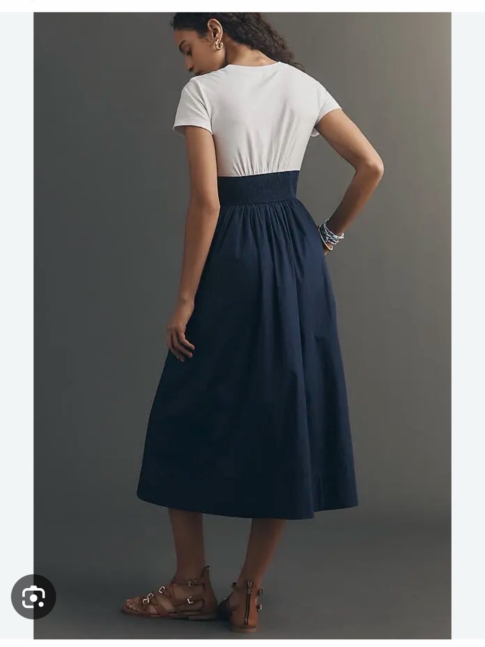 NWT Anthropologie Maeve bustier twofer midi dress medium navy white - Picture 4 of 7